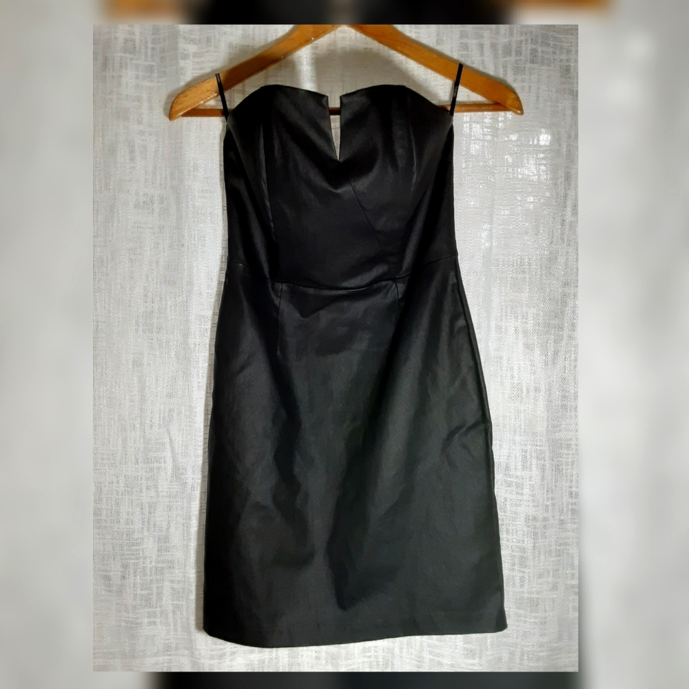 Forever 21 Faux Leather Black Strapless Dress